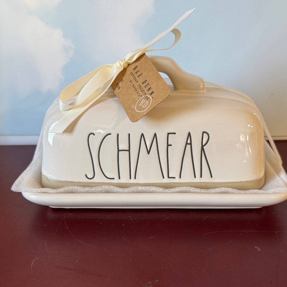 Rae Dunn Schmear Ceramic Dish with Ribbon